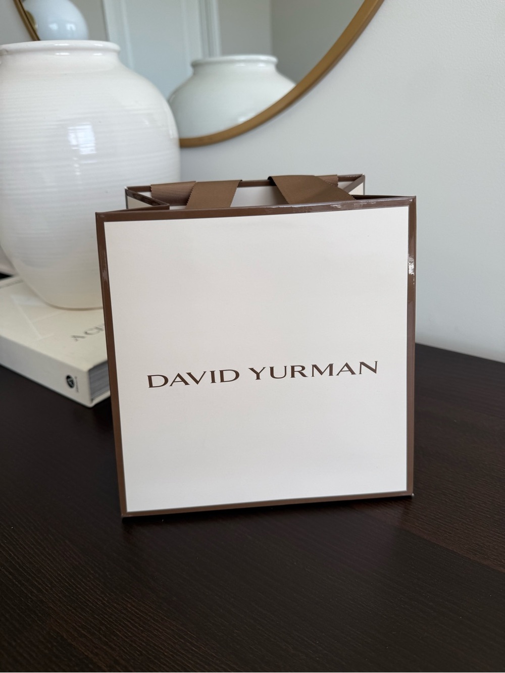 DAVID YURMAN Authentic Shopping Gift Bag Cream & Brown